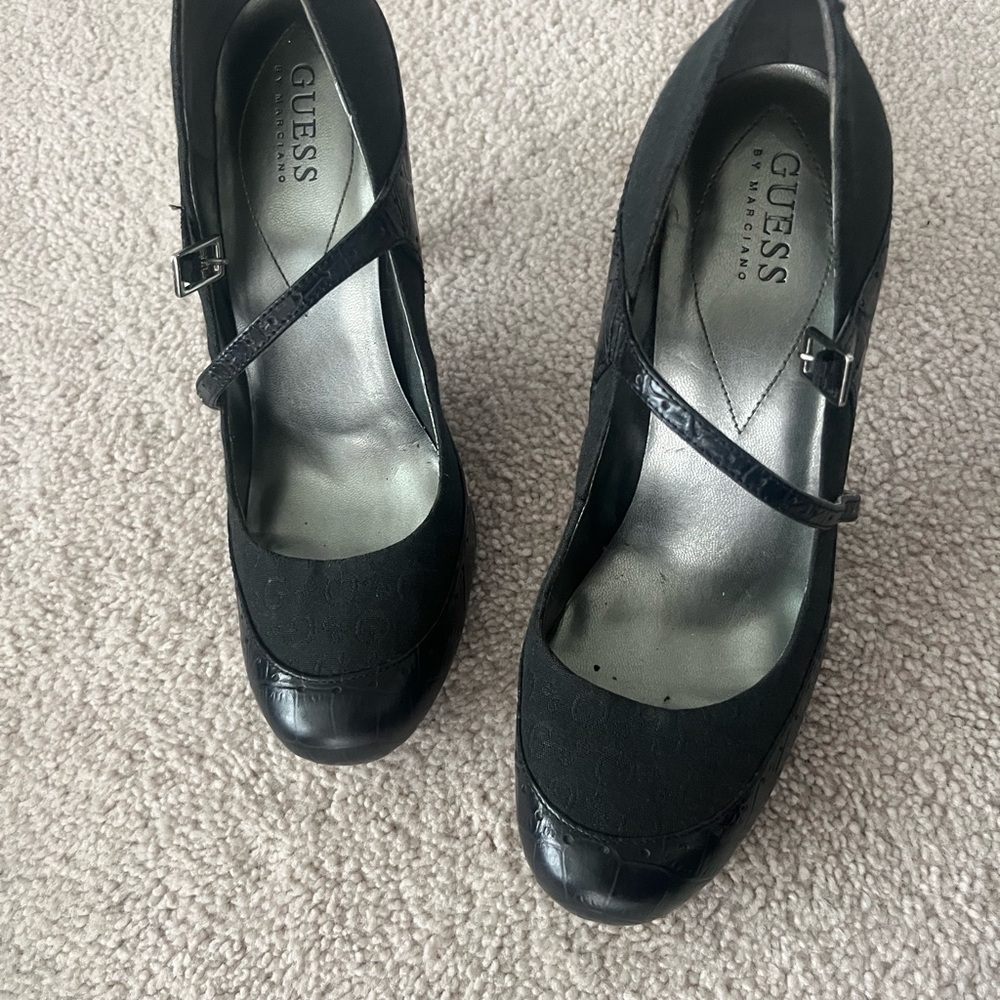 GUESS Black Strap Heels